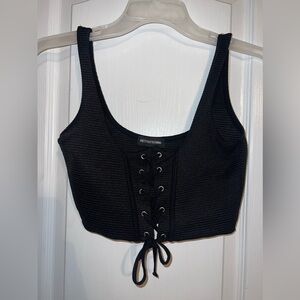 EUC PRETTYLITTLETHING black tie up crop top